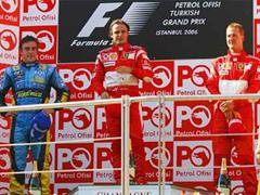 GP Türkei 2006: Das Sieger-Podest mit Fernando Alonso, Sieger Felipe Massa und Michael Schumacher.