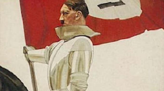 Der Gefreite in der Ritterüstung: Heroisierung Hitlers auf einem Nazi-Kitsch-Gemälde.