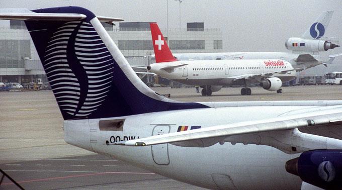 Sabena und Swissair 2001 auf dem Zaventem International Flughafen in Brüssel.